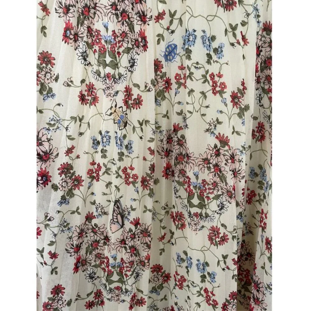 Maje Jimel Floral Pleated Midi Skirt Sz S Cottagecore Bohemian